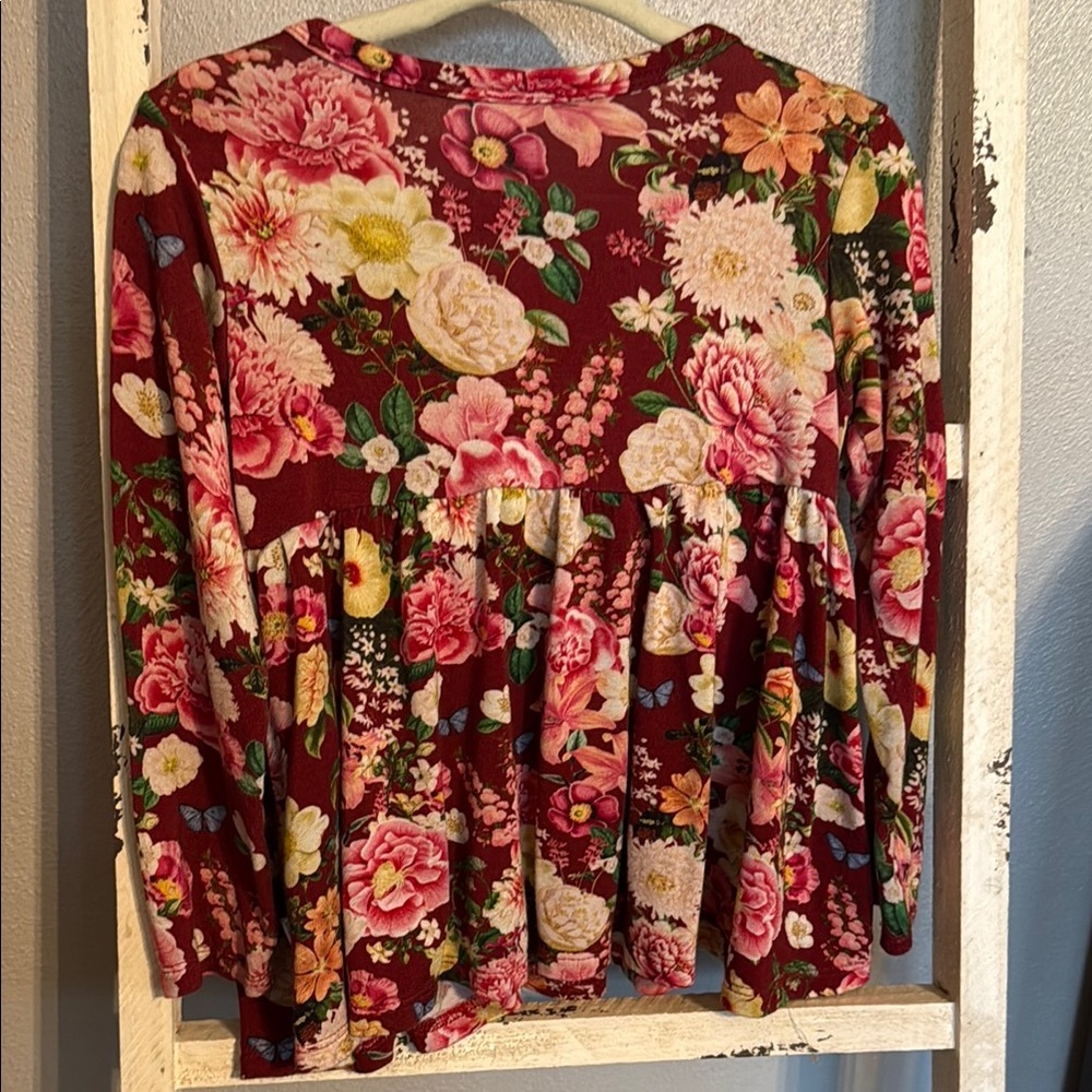 Posh Peanut Bamboo Floral Long Sleeve Toddler Top - Picture 2 of 6